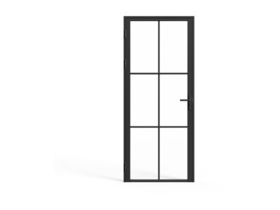 Bloc porte réversible en aluminium et verre trempé - H204 x L73 cm - Noir - SEROTO