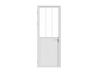 Bloc porte réversible en aluminium et verre trempé style atelier - H204 x L73 cm - Blanc - ERMELO