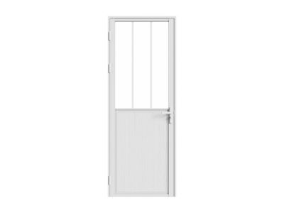 Bloc porte réversible en aluminium et verre trempé style atelier - H204 x L83 cm - Blanc - ERMELO