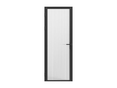 Bloc porte réversible en aluminium et verre trempé texturé - H204 x L83 cm - Noir - LOXTON