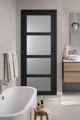 Bloc Porte Telia Noir Vitrée H204 X L73 Cm Côte Tableau P.droit Gd Menuiseries