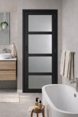 Bloc Porte Telia Noir Vitrée H204 X L73 Cm Côte Tableau P.gauche Gd Menuiseries