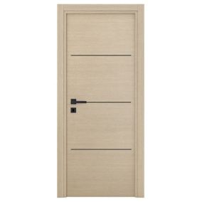 Bloc-porte Triaconta bois naturel insert noir H.204 x l.83 cm, poussant droit