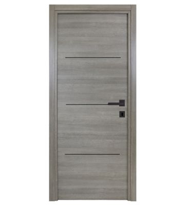 Bloc-porte Triaconta gris clair insert noir H.204 x l.83 cm, poussant gauche