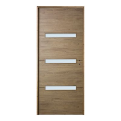 Bloc-porte vitré effet chêne 204 x 63 cm poussant gauche, Fortia Sanoa