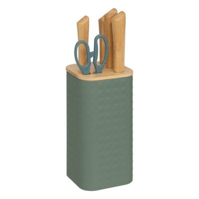 Bloc Sensia 4 couteaux et ciseaux manches en bambou - Vert- 5five