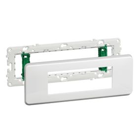 Bloc support et plaque de finition 6 modules Schneider Electric Unica Pro blanc