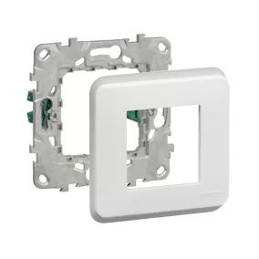 Bloc support griffe et plaque de finition 2 modules Schneider Electric Unica Pro blanc