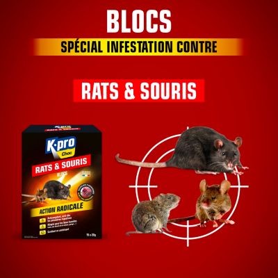 Blocs spécial infestation contre rats et souris K-Pro