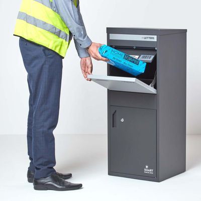 Boîte aux lettres 2 portes Boîte à colis SMART PARCEL BOX Large Gris foncé en acier