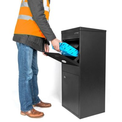 Boîte aux lettres 2 portes Boîte à colis SMART PARCEL BOX Large Noir en acier