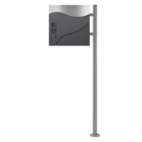 Boîte aux lettres avec compartiment à journaux support poteau anthracite/argent
