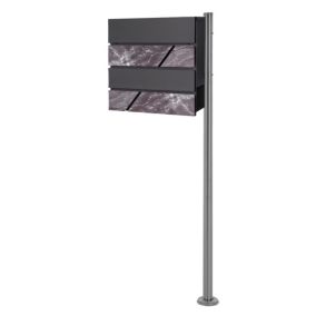 Boîte aux lettres avec support anthracite / noir aspect marbre 2 clés inclus