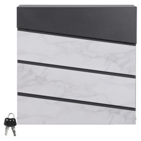 Boîte aux lettres en acier optique marbre blanc murale moderne + 2 clés inclus
