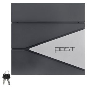 Boîte aux lettres murale anthracite/argenté avec rouleau à journaux 37x37x11 cm