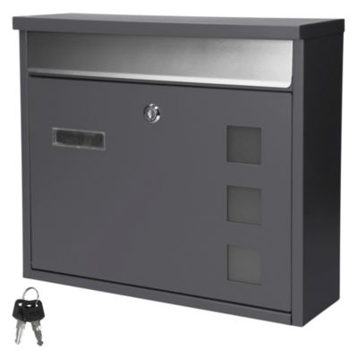 Boîte aux lettres murale avec porte-journaux acier inoxydable anthracite moderne