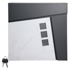 Boîte aux lettres murale moderne en acier anthracite design marbre 2 clés inclus