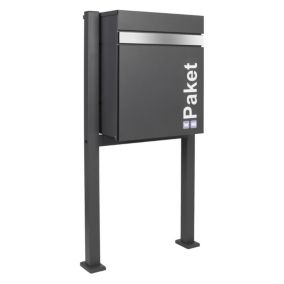 Boîte aux lettres pour colis avec support en acier anthracite 2 clés 44x58x35 cm