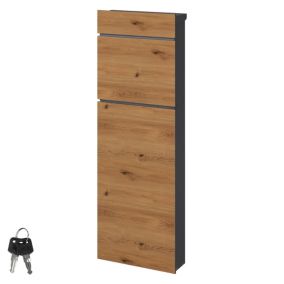 Boîte aux lettres sur pied acier brun aspect bois 39,5x14,1x115 cm boîte postale