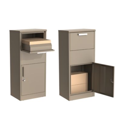 Boîte aux lettres taupe avec compartiment colis en acier galvanisé et double clés