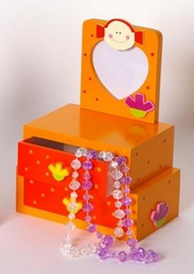 Boîte à bijoux en bois + cadre photo Princesse  Orange