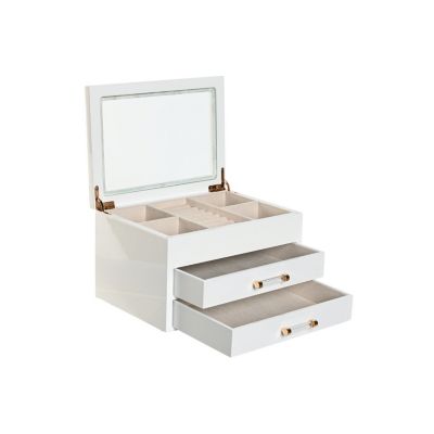 Boîte à bijoux en MDF avec cristal, 23 x 18 x 14 cm, laquée blanche