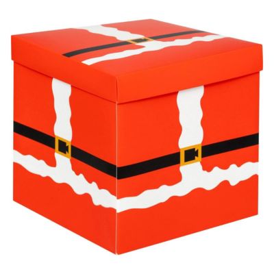 Boîte cadeau pliable décor tenue de père noël 20x20x20cm rouge - feeric lights & christmas