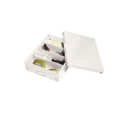 Boîte carton compartimentée multi usages avec couvercle - Blanc