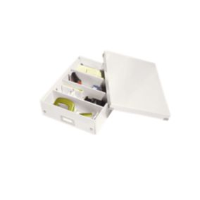 Boîte carton compartimentée multi usages avec couvercle - Blanc