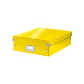 Boîte carton compartimentée multi usages avec couvercle - Jaune