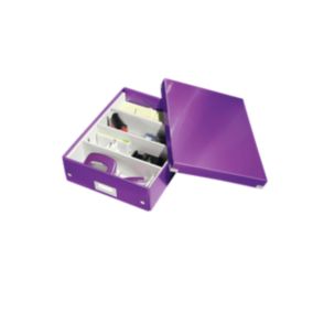Boîte carton compartimentée multi usages avec couvercle - Violet