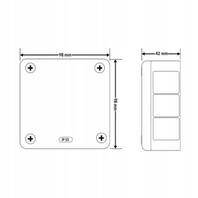 Boîte dérivation étanche en saillie IP55 98x98x42mm 12 entrées vis noir EDO