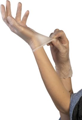 Boîte de 100 gants jetables vinyles transparents poudrés T7/8 - 6661210