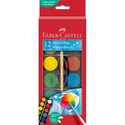 Boîte de 12 pastilles de peinture à l'eau Faber-Castell