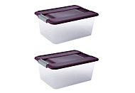 Boîte de rangement avec couvercle en plastique Kliker 35L coloris violet, lot de 2