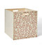 Boîte de rangement carrée en bois motif feuillage rose