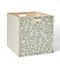 Boîte de rangement carrée en bois motif feuillage vert