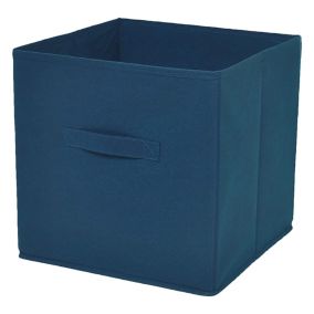 Boîte de rangement carrée en textile Mixxit coloris bleu canard