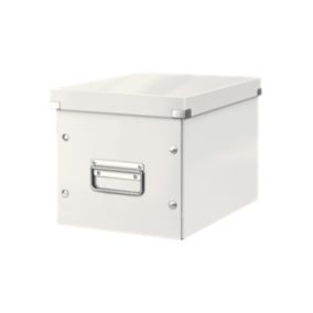 Boîte de rangement Cube en Carton Solide Taille Moyenne - Blanc