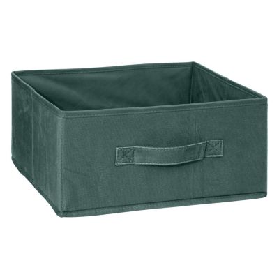 Boîte de rangement cube rectangulaire en velours MIX 'N Vert, L. 31 x l. 31 x H. 15 cm, MODUL