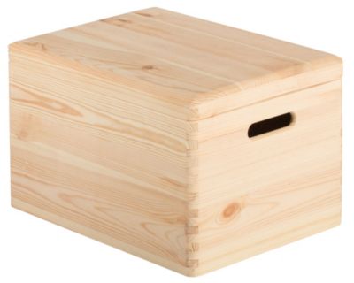 Boîte de rangement en pin massif avec couvercle 23x40x30cm