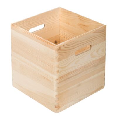 Boîte de rangement en pin massif sans couvercle 30x30x30cm