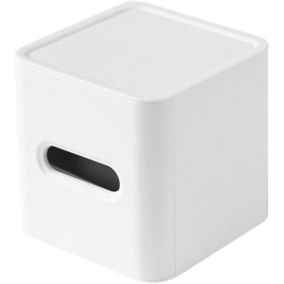 Boîte de rangement en plastique pour mouchoirs pour salle de bain, coiffeuse, table de chevet, blanche