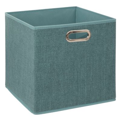 Boîte de rangement en tissu Bleu clair, L. 31 x l. 31 x H. 31 cm, MIX'N MODUL