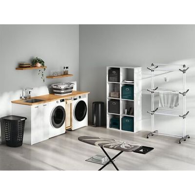 Boîte de rangement en tissu Bleu, L. 31 x l. 31 x H. 31 cm, MIX'N MODUL