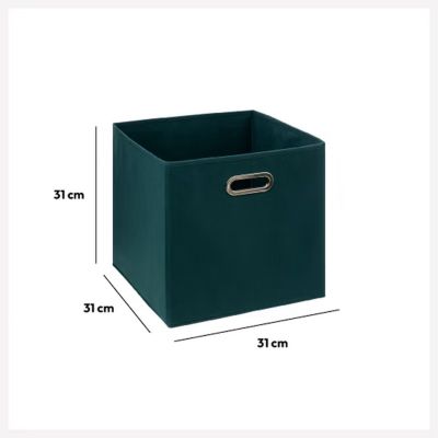Boîte de rangement en tissu Bleu, L. 31 x l. 31 x H. 31 cm, MIX'N MODUL