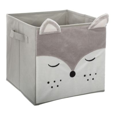 Boîte de rangement enfant design velours Douceur - L. 29 x l. 29 cm - Gris