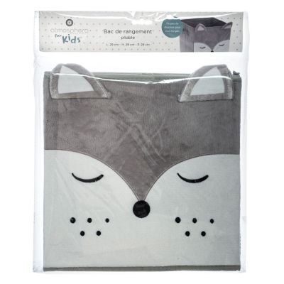 Boîte de rangement enfant design velours Douceur - L. 29 x l. 29 cm - Gris