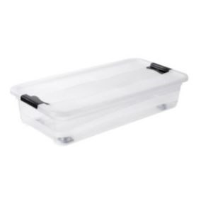 Boîte de rangement plate à roulettes 33 litres