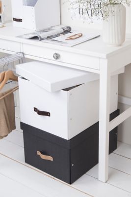 boite de rangement rectangulaire avec couvercle tora coloris blanc castorama